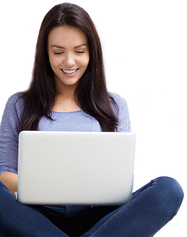 Young woman sitting with her laptop